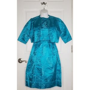 Handmade Japanese Silk Dress With Jacket - Teal